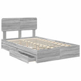 Storage Bed Grey Sonoma 135 x 190 cm Engineered Wood 3412288