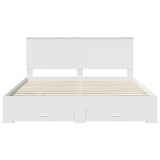 Bed Frame with Headboard White 200 x 200 cm Engineered Wood 3409608