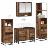 Bathroom Furniture Set with Door 4 pcs Old Wood Engineered Wood 3402462