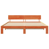 Bed Frame with Headboard Wax Brown 200 x 200 cm Solid Pine Wood 872640