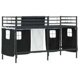Kids'Loft Bed Frame with Curtains Black 100 x 190 cm 42020791