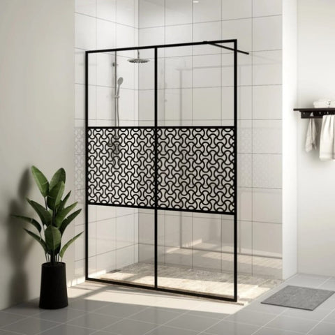 Walk-in Shower Wall with Clear ESG Glass 140x195 cm Black 151032