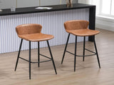 Bar Stools Set of 2, PU Leather Upholstered Bar Chairs, Breakfast Kitchen Counter Chairs with Backs, T3398P328311