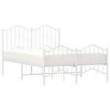 Metal Bed Frame without Mattress with Footboard White 120x200cm 373854
