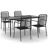 Garden Dining Set Black Cotton Rope Medium Stackable Dining Set 3156540