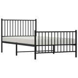 Metal Bed Frame without Mattress with Footboard Black 100x200cm 350877
