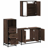 3 Piece Bathroom Furniture Set Brown Oak Engineered Wood 3301014