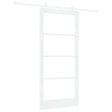 Sliding Door White 93 x 202 cm Solid Pine Wood and Glass 3332260