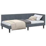 Corner Bed Frame with Headboard Dark Grey 90 cm x 200 cm Velvet 42016349