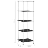 5-Tier Shelf Black 40x40x130 cm Tempered Glass 249511