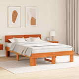 Bed Frame with Headboard Wax Brown 140 x 200 cm Solid Pine Wood 872568