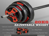 20kg Adjustable Barbell Weights Set for Home Gym, Strength Training T3398P349229