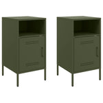 ZNTS Bedside Cabinets 2 pcs Olive Green 36x39x68 cm Steel 843075