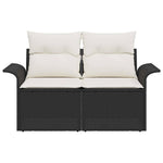 Garden Sofa with Cushion Black 141 x 62 x 69cm Poly Rattan 42006702