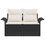 Garden Sofa with Cushion Black 141 x 62 x 69cm Poly Rattan 42006702