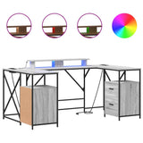Desk with Shelf Grey Sonoma 182 x 101 x 87.5 cm Engineered Wood 3376139