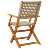 Folding Chairs 4 pcs Beige Poly Rattan and Solid Wood 3214562