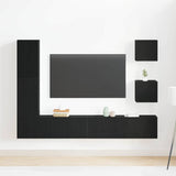 TV Cabinet Set Wall-mounted 6 pcs Black oak 160 x 30 x 30.5 cm 3393460