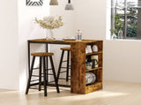 Industrial Bar Table Set for 2, 3 Pieces Pub Table and Bar Stools with Storage Shelf for Kitchen T3398P342378