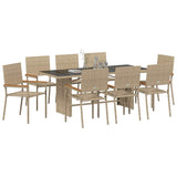 Garden Dining Set 9 pcs Beige Poly Rattan 3365429