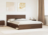 Bed Frame with Headboard Brown Oak 140 x 200 cm Solid Pine Wood 3409360