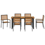 Garden Dining Set 7 pcs Black Solid Acacia Wood 3365460