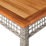 Garden Table Grey 140x80x75 cm Poly Rattan Acacia Wood 366277
