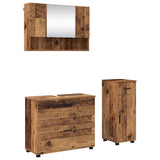 Bathroom Furniture Set 3 pcs Old Wood Engineered Wood and Metal 3393041