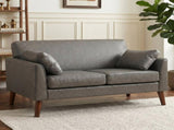 2 Seater Sofa, 132 cm Modern Small Sofa with Solid Wood Legs and 2 Pillows for Small Space, Grey T3398P548096