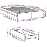 Bed Frame with Drawers without Mattress Grey Sonoma 135x190 cm Double 3280697