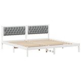 Bed Frame Light Grey 200 x 200 cm Solid Pine Wood 3394237