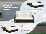Rattan Sun Lounger 2 Seater Day Bed-Brown T3398P318818