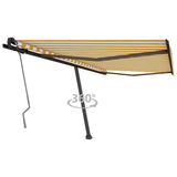 Freestanding Manual Retractable Awning 400x350 cm Yellow/White 3069818