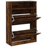 Shoe Cabinet with 2 Flip-Drawers Smoked Oak 80x34x116 cm 3214410