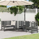 3 Piece Garden Lounge Set Grey Solid Wood Pine 825144