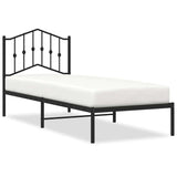Metal Bed Frame without Mattress with Headboard Black 90x200cm 373782