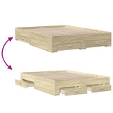 Bed Frame with Drawers without Mattress Sonoma Oak 150x200 cm King Size 3280379