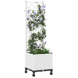 Garden Planter with Trellis&Wheels White 40 x 40 x 146 cm PP 3422923