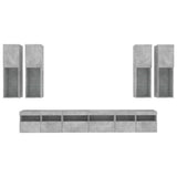 7 Piece TV Wall Cabinet Set with LED Lights Concrete Grey 3216781