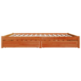 Bed Frame with Drawer Wax Brown 180 x 200 cm Solid Pine Wood 3422720