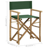 313032 Folding Director's Chairs 2 pcs Green Bamboo and Fabric
