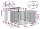 Dog House with Run Light Grey 110x201x110 cm Galvanised Steel 172358