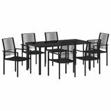 Garden Dining Set 7 pcs Black Powder-Coated Steel 3379167