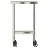 Kitchen Work Table with Wheels 55x30x85 cm Stainless Steel 376459