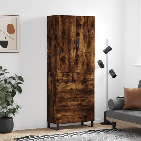 Highboard Smoked Oak 69.5x34x180 cm Engineered Wood 3195872