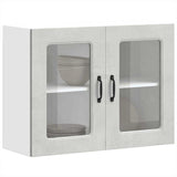 Kitchen Wall Cabinet with Glass Door Kalmar Concrete Grey Engineered Wood 853611
