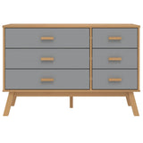 Drawer Cabinet OLDEN Grey and Brown Solid Wood Pine 358592