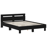 Bed Frame Black Oak 140 x 190 cm Engineered Wood 3446592