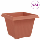 Square Flower Pot 24 pcs Brick Red 43 x 43 x 33.5 cm Plastic 42020347