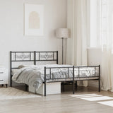 Metal Bed Frame without Mattress with Footboard Black 160x200cm 355288